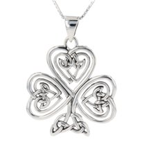 Jewelry Trends Sterling Silver Celtic Clover Shamrock of Faith Pendant Necklace 18"