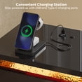 thumbnail image 3 of Pinmoco Set of 2 LED Nightstand with Charging Station, Modern Bedside Table with Drawer and Open Storage for Bedroom, Black, 3 of 9