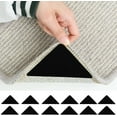 thumbnail image 1 of 12 Pack Rug Grippers Washable Reusable Rug Tape Carpet Holder for Hardwood Floors Tile Dual Sided Prevents Curl Anti Rug Slip Pads Rug Stickers for Area Rugs Size 5.9×4.3×0.08 Inch Triangle, 1 of 3