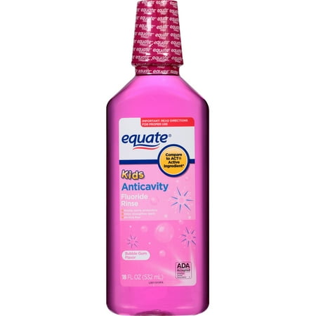 - (2 pack) Equate Kids Anticavity Flouride Rinse, Bubble Gum, 18 Fl Oz