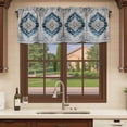 thumbnail image 6 of Blue Boho Floral Curtain Valances for Windows, Kitchen Valance Window Treatments Panel 2 Pack, Vintage National Floral Textured Rod Pocket Short Curtains for Bathroom Bedroom 42 x 18 Inch, 6 of 8