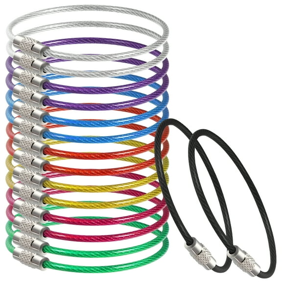 GASTROPOD 16 Pcs Bag Tag Wire Keychain Cable Key Ring Luggage Tag Keychain Large Key Ring