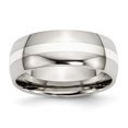 thumbnail image 1 of Acier Inoxydable Incrustation d'Argent 8mm Poli Bande Taille 10,5 Bijoux Cadeaux pour les Femmes, 1 of 4
