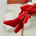 thumbnail image 4 of Odeerbi Toddler Kids Christmas Leggings Bowknot Red Pantyhose Christmas Big Red Pantyhose Footed Socks Warm Bottoms 3 Months to 6 Years Red, 4 of 5