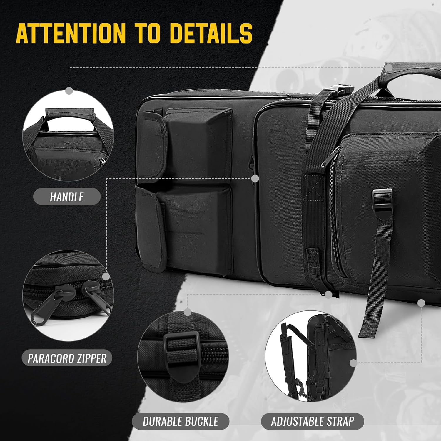 Blacksmith 39 inch Soft Padded Storage Bag Case Carrying Backpack with Adjustable Straps and Zipper, Black