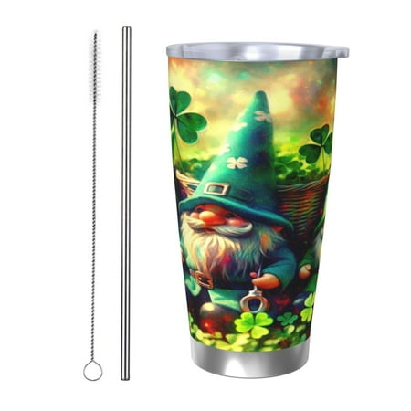 

Gaeub St. Patrick s Day USA Flag Print 20-Ounce Stainless Steel Car Cup Tumblers Cups with Lids and Straw Coffee Cups for Adults Kids Home Car Office School Travel Party-Straw Two-piece Set