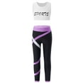thumbnail image 5 of iiniim Kids Girls 2Pcs Dance Performance Sports Outfits Sleeveless Letters Printed Crop Top with Colorblock Leggings Set, 5 of 7
