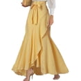 thumbnail image 3 of Women'S Casual Plaid Mermaid Maxi Skirt A Line Irregular Ruffle Hem Fishtail Long Skirt Yellow XL, 3 of 5