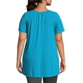 thumbnail image 2 of Just My Size Short-Sleeve Slub-Jersey Women's Tunic with Crochet Trim - OJ247, 2 of 2
