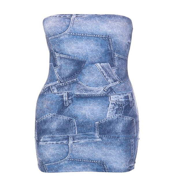 Women Strapless Bodycon Backless Mini Tube Dress Summer Short Bandeau Dresses Beach