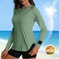thumbnail image 2 of DAFEI Haut de Sport pour Femmes à Manches Longues, Col Rond, Séchage Rapide, Vêtement de Protection contre le Soleil, Randonnée et Course, 2 of 7