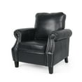 thumbnail image 2 of Noble House Amedou Faux Leather Club Chair with Nailhead Trim, Midnight Black and Dark Brown, 2 of 7