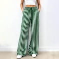 thumbnail image 6 of Dwellite Womens Plus Size Wide Leg Pants Elastic High Waist Striped Casual Palazzo Pants Lounge Trouser with Pockets Green S, 6 of 6