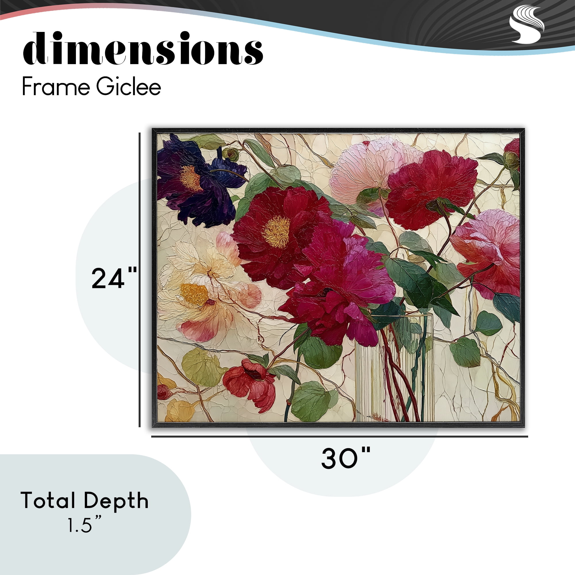 Haiku Flower Vase Black Framed Giclee Art, design by Annabelle Hall