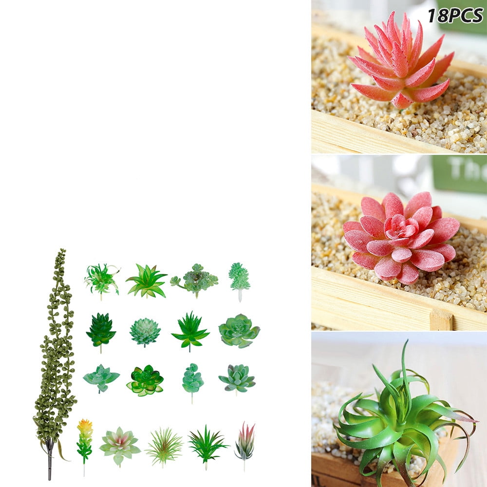 Plants Wall Bonsai Artificial  Leaves Red Succulents Flocking Flower Fake Grass 