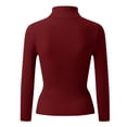 thumbnail image 4 of TAIAOJING Womens Tops Casual Solid Color Bottoming Shirt Slim High Collar Knitted Long Sleeved Top, 4 of 7