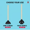 thumbnail image 2 of steadmax Rubber Bathroom Plunger with Wooden Handle 22 Inch Double Thrust Force Cup, Black, 2 of 9