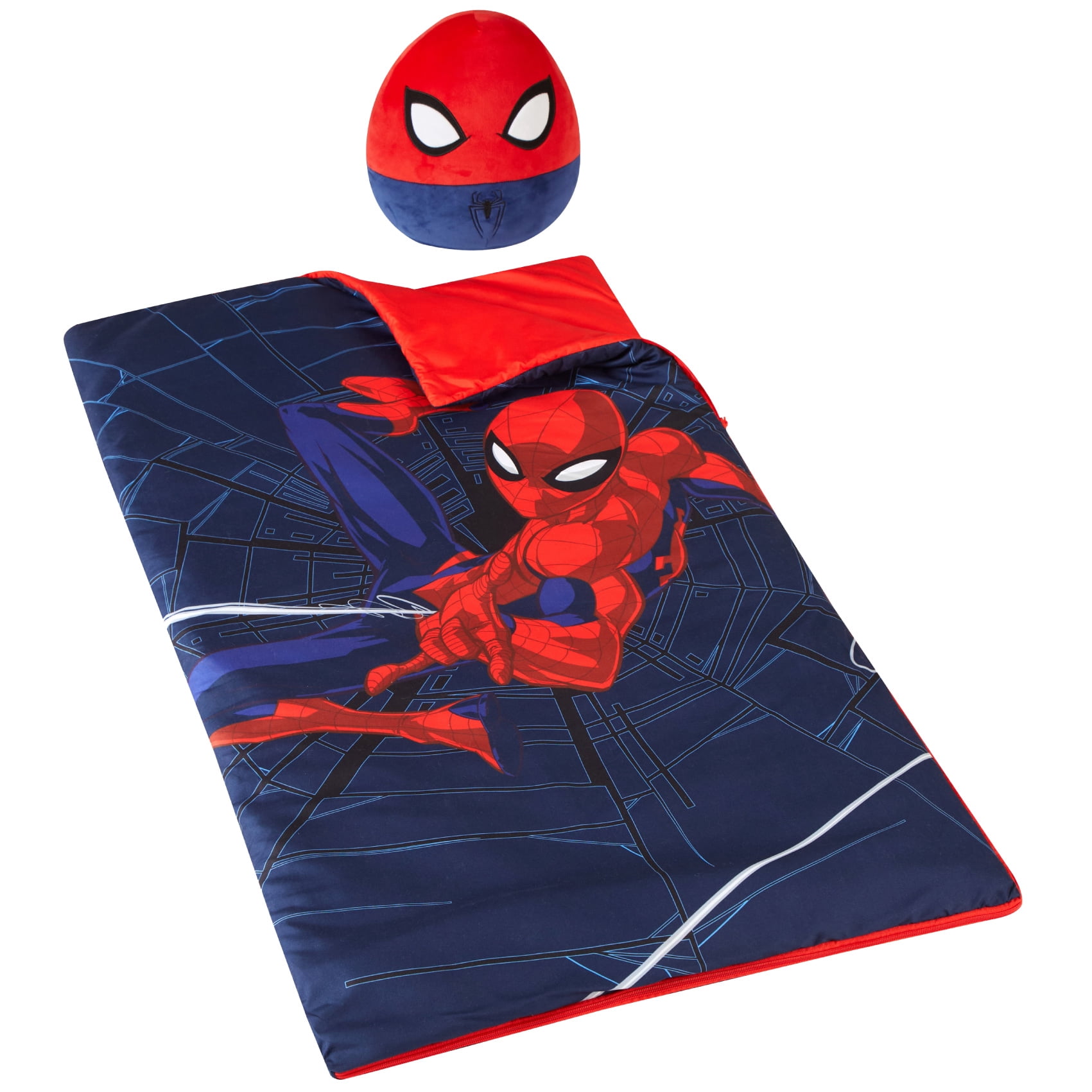 Marvel Spiderman, Kids 2-Piece Slumber Bag and Squishy Pillow