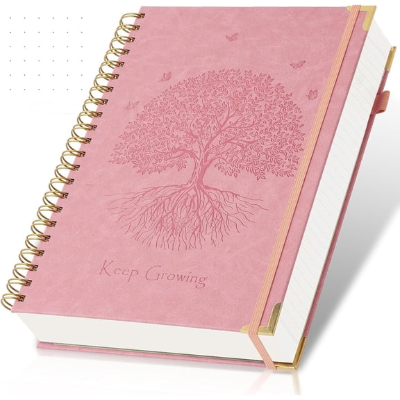 Spiral Notebook Dotted Journal, 300 Pages Thick No Bleed Paper Hardcover Journaling Notebooks, Leather Dot Grid Notebook for Planning, Lay Flat Large Notebook for Women Men, A5 Notebook,