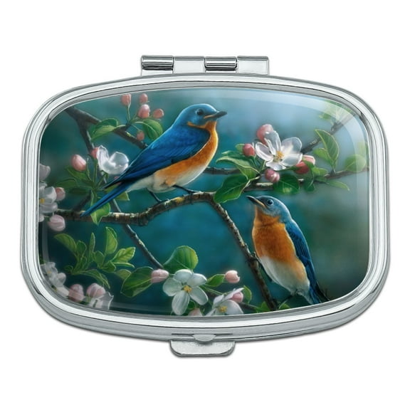Eastern Bluebirds Blue Birds Thrush Rectangle Pill Case Trinket Gift Box