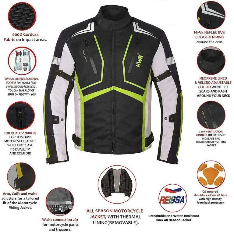 HWK Scorpion Motorcycle Jacket for Men and Women - Armored Cordura