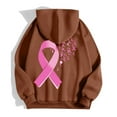thumbnail image 5 of Hoodie Women Oversized Womens Sweatshirt Cropped Casual Daily Wear Women's Zip Up Pullover Cancer Awareness Month Long Sleeve Pocket Drawstring For Everyday, 5 of 6