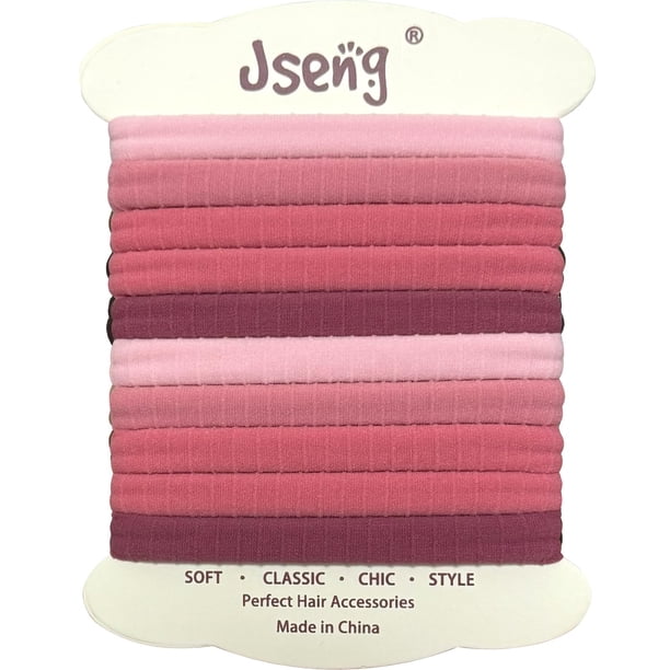 Jseng 10 paquetes de lazos para el cabello sin costuras para mujeres, sin daños, soportes elásticos para coletas, accesorios para el cabello para cabello grueso y rizado, rosa pastel