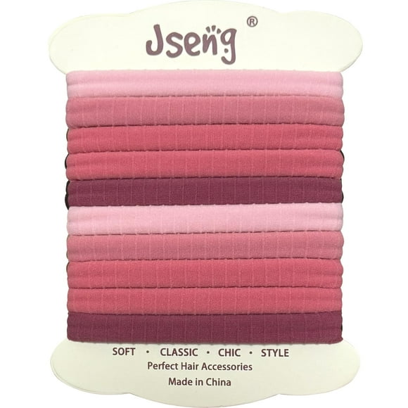 Jseng 10 paquetes de lazos para el cabello sin costuras para mujeres, sin daños, soportes elásticos para coletas, accesorios para el cabello para cabello grueso y rizado, rosa pastel