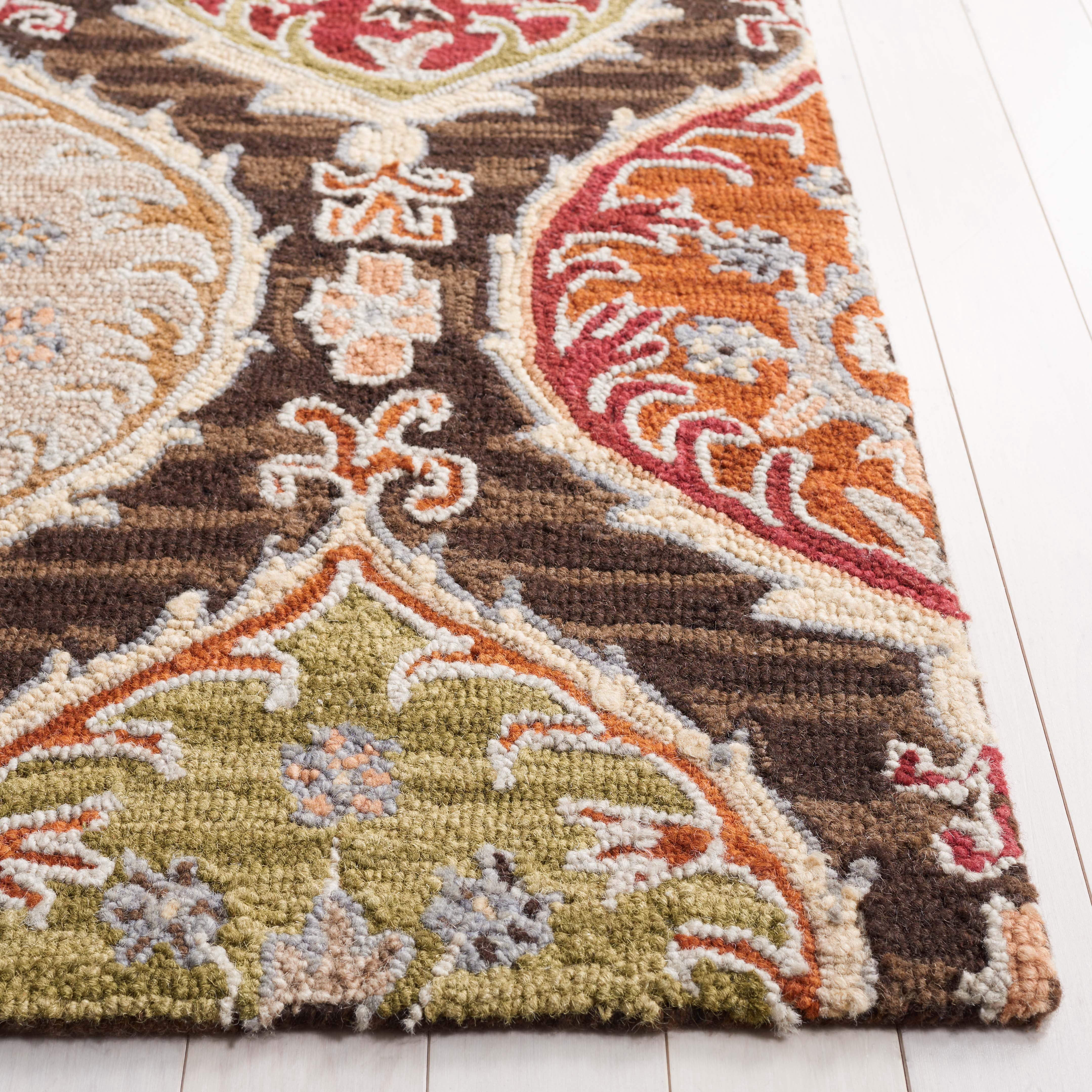 SAFAVIEH Heritage Cooper Diamond Area Rug, Red/Green, 5' x 8'