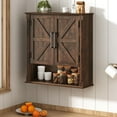 thumbnail image 6 of Farmhouse Wall Medicine Cabinets with 2 Barn Doors,Wood Bathroom Storage Cabinet with Roman Column Decor, Farmhouse Storage Cabinets with Adjustable Shelf & Door Cabinets, Rustic Brown, 6 of 7
