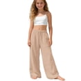 thumbnail image 2 of OOOUM Girls Straight Pants Fashionable Solid Color Wide Leg Trousers Baggy Sweatpants For Kids Daily Wear Khaki 14-15 Years, 2 of 6