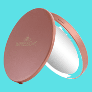 Impressions Vanity Solar QI 2 Sided Lighted Magnifying Compact Makeup Mirror (Rose Gold)