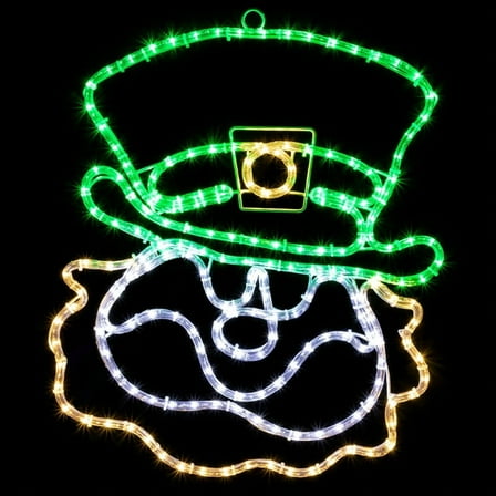 Brilliant Brand Lighting LED Rope Light Leprechaun Face Decoration - St. Patrick's Day - Lighted Sign - MultiColor - 23 Inch