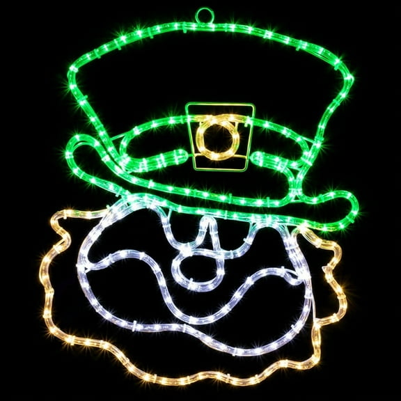 Brilliant Brand Lighting LED Rope Light Leprechaun Face Decoration - St. Patrick's Day - Lighted Sign - MultiColor - 23 Inch