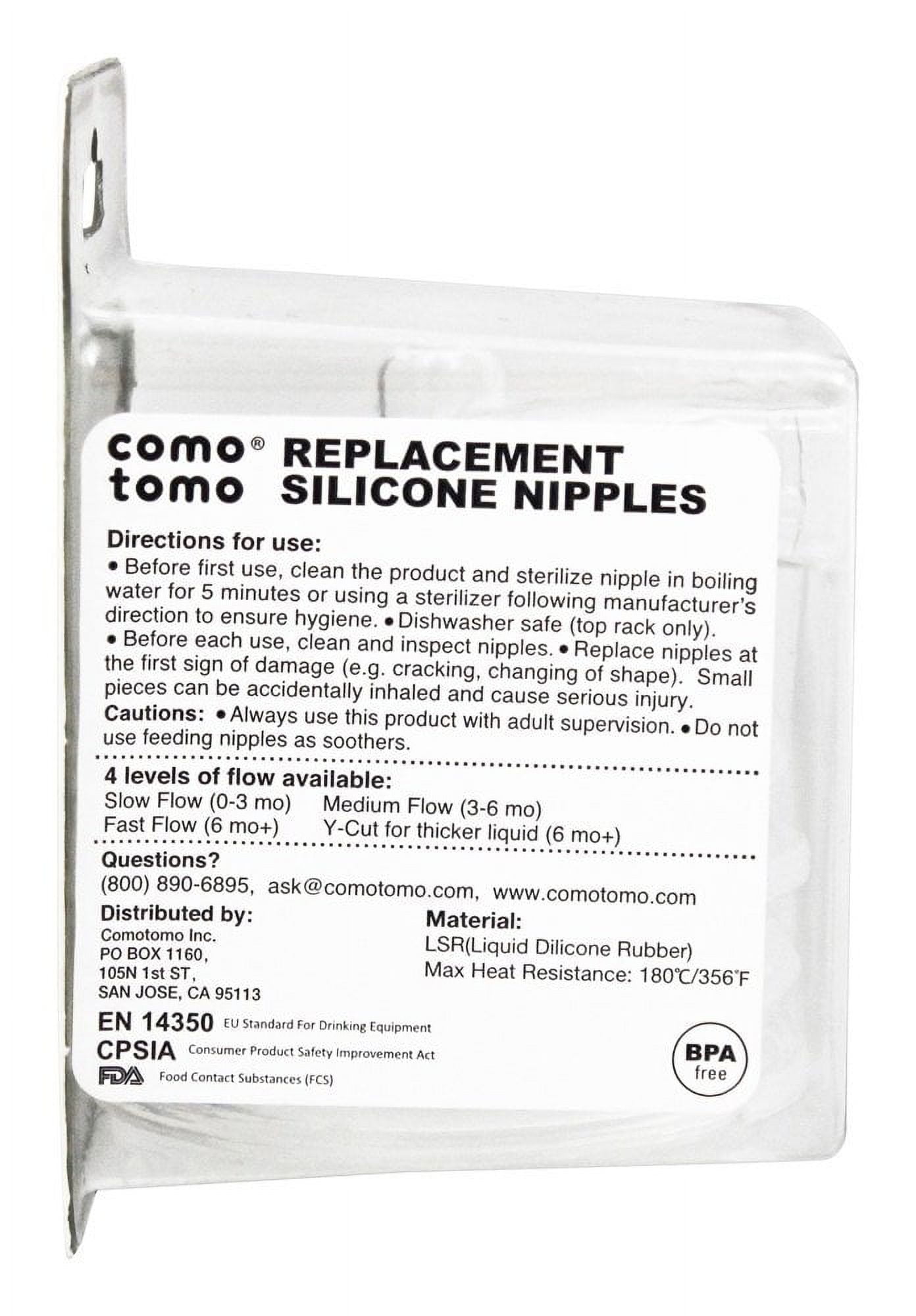 Comotomo Silicone Replacement Nipples, Variable Flow (Y-cut, thicker fluids)
