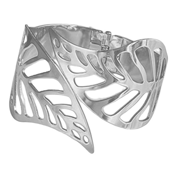 Farfi Hollow Leaf Curtain Tieback Buckle Punch Free Metal Spring Golden Silver Color Leaves Curtain Clip Holderback Holder Living Room Bedroom Decor Home Supplies (Silver)