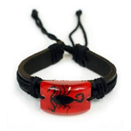 Ed Speldy East NBL211 Leather Bracelet - Black Scorpion with Red Back