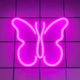 thumbnail image 4 of Letreros de neón de mariposa, luces para decoración de pared de dormitorio, USB o batería LED, luz nocturna de neón, decoración de pared, decoración estética de habitación para niñas (rosa), 4 of 5