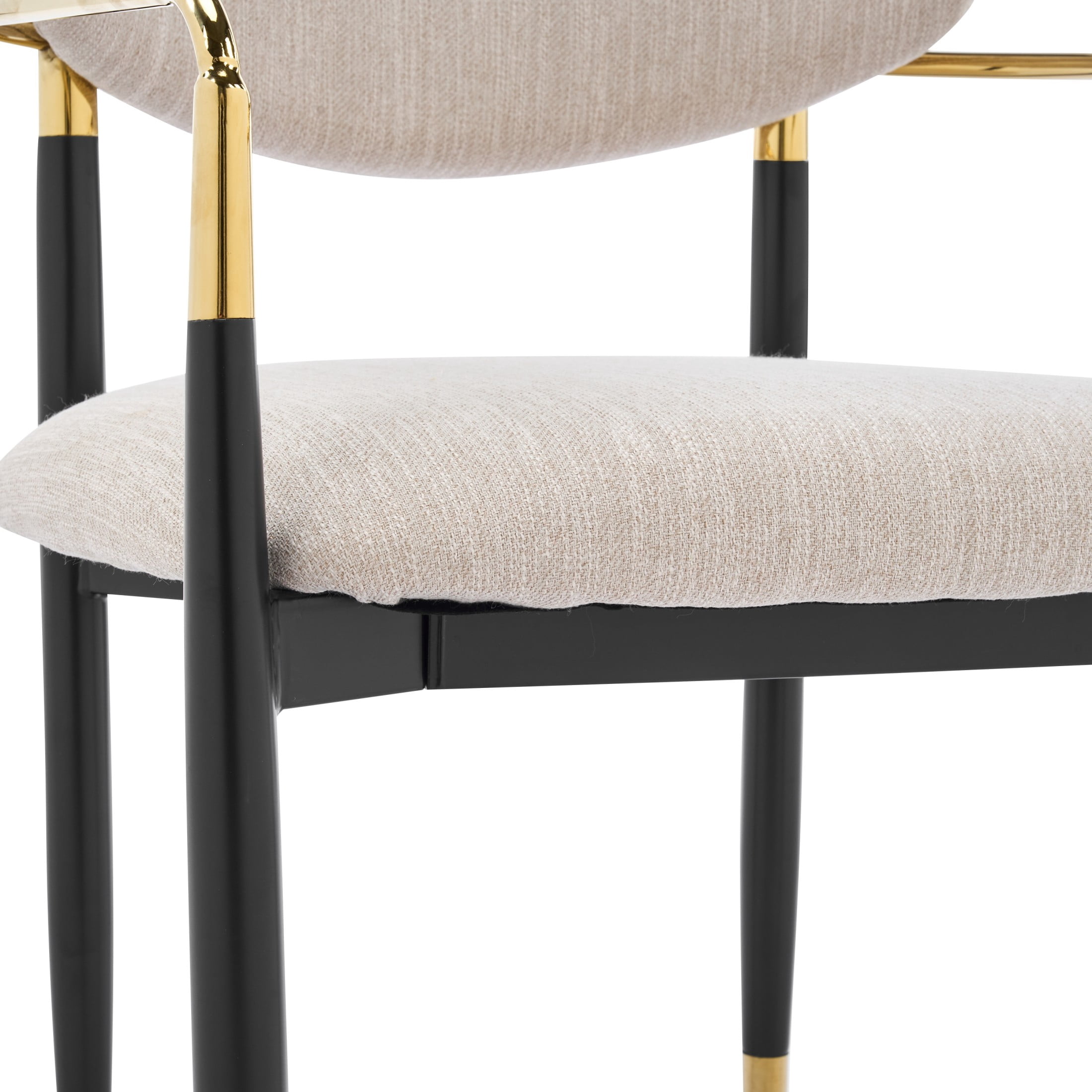Christopher Knight Home Modern Upholstered Dining Chairs with Iron Frame, Black+Gold+Beige, Set of 2