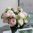 thumbnail image 4 of Ramo de flores artificiales de peonía, florero de rosas de seda para decoración del hogar, jardín, boda, plantas falsas decorativas, Material de guirnalda de Navidad, 4 of 4