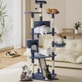 thumbnail image 6 of EDX 79" Cat Tree Tower for Indoor Cats, Multi-Level Durable Cat Climbing Tower, Large Pet House with Natural Sisal Scratching Post, Cozy Condo, Extended Platform, Basket, Kitten Toy, Dark Blue, 6 of 7