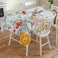 thumbnail image 4 of Easter Plaid Rectangle Tablecloth, Spring Watercolor Bunny Flower Teal Checkered Waterproof & StainResistant Tablecloth, Washable Oil-proof Table Cover for Dining/Party/Wedding/Buffet 54x108 In, 4 of 9