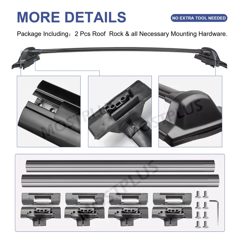 2-Pack Roof Rack Cross Bars For 2007-2011 Honda CR-V - Black Aluminum Alloy, 150lb Capacity