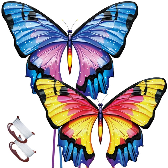 Butterfly Kite Toy Life Giant de 123 cm con cuerda de 100 m para niños de 4 a 8 años