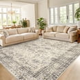 thumbnail image 4 of 8 FTx10 FT Vintage Persian Area Rugs for Living Room, Non Slip Machine Washable Rugs Low Pile Distressed Indoor Rug Floral Print Carpet for Dining Room Bedroom Office, Beige, 4 of 8