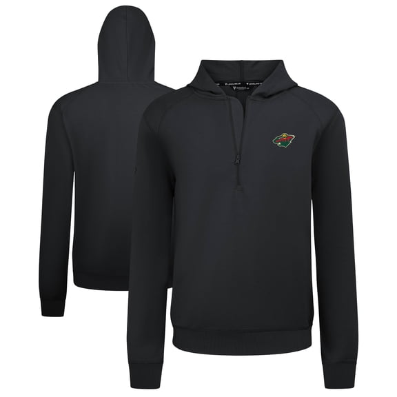 Men's Levelwear Black Minnesota Wild Technic Quarter-Zip Pullover Hoodie