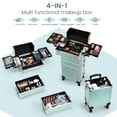 thumbnail image 7 of 4 in 1 Rolling Makeup Train Case Large Cosmetic Trolley Box Salon Barber Case Traveling Cart Trunk, 7 of 7