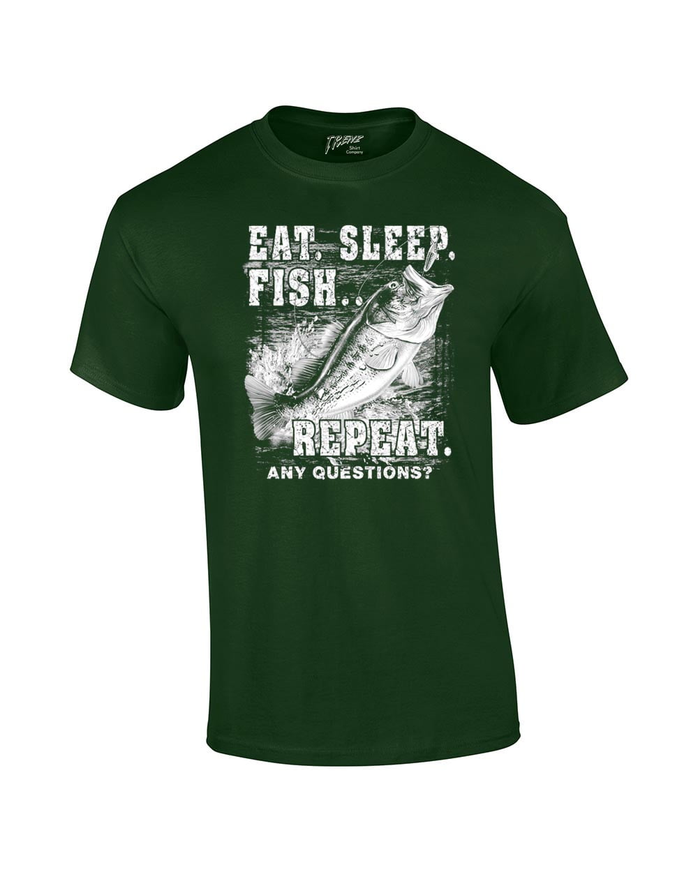 Fishing Eat Sleep Fish Repeat Funny Outdoors Novelty Short Sleeve T-shirt Fisherman Bass Trout Catfish Crappie Walleye-Forest-Medium