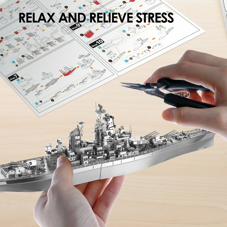 Piececool 3D Puzzles for Adults, USS Missouri Aircraft Carrier Battleship  Metal Model Kits - 155 Pcs 