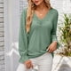 thumbnail image 3 of Ailaofu Womens Tops V Neck Boho Long Sleeve Shirts Blouses Flowy Lace Crochet Clothing Casual Trendy Tunic, 3 of 6